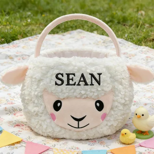 Miniatura 10 de Cesta personalizada para cacería de huevos de Pascua, cesta de unicornio de felpa con nombre impreso (cesta de unicornio con personalización)