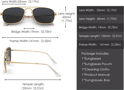 Miniatura 5 de JIM HALO Gafas de sol de aviador cuadradas retro de alta calidad lentes de vidrio planas de metal para hombres y mujeres