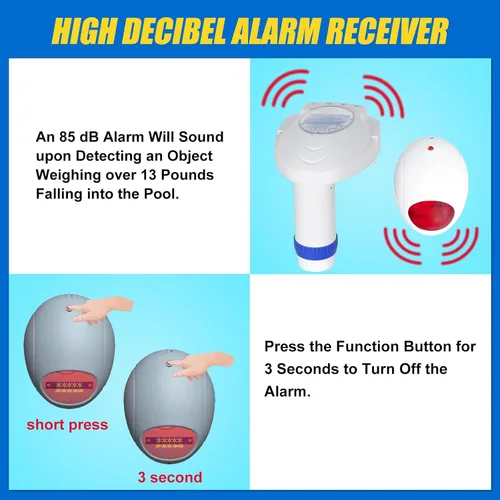 Miniatura 3 de Alarma de piscina con receptor remoto, sistema de monitor de ahogamiento subacuático para piscina, alarmas junto a la piscina alimentadas por