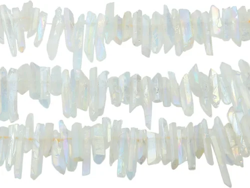 Miniatura 6 de SUNYIK Angel Aura Cuarzo con Revestimiento de Titanio Puntas de Cristal Palos Rugosos de Cuarzo Picos Cuentas de Punta Hebra de 15 Pulgadas Perforada
