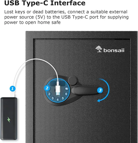 Miniatura 12 de Caja de seguridad Bonsaii, caja de seguridad grande de 1.2 pies cúbicos para documentos, nuevo tipo de cerradura con teclado digital, estante