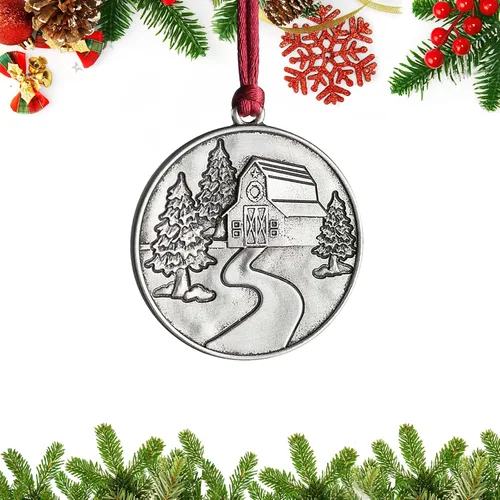 Adornos navideños, 2024 Adorno de árbol de Navidad de peltre sólido hecho a mano de metal para colgar, artesanía DIY, coleccionables para árboles de