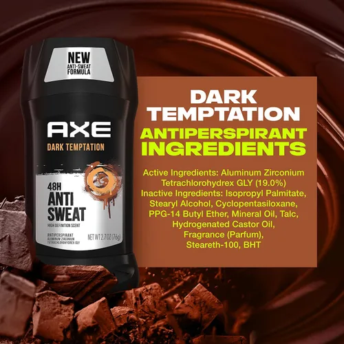 Miniatura 8 de AXE Barra Antitranspirante para Hombres para Frescura de Larga Duración Dark Temptation Aroma Fresco Todo el Día Desodorante Antisudor para Hombres