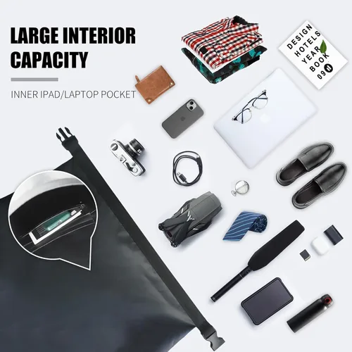 Miniatura 3 de Mochila impermeable IPX6, bolsa con cierre enrollable y accesorios de kayak, esenciales para camping, natación, playa, pesca, rafting, viajes