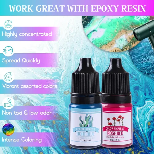 Miniatura 3 de Pigmento de resina epoxi de 24 colores, tinte de resina epoxi líquida altamente concentrado para arte de resina, fabricación de joyas, manualidades