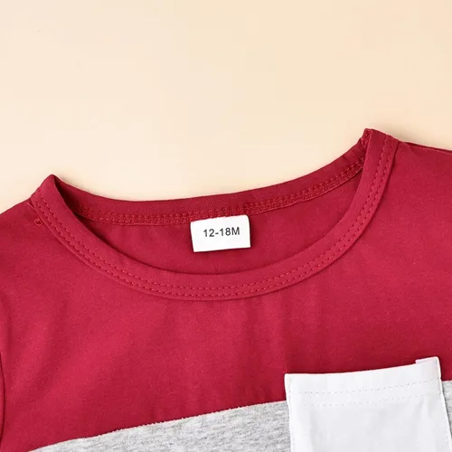 Miniatura 57 de Ropa para bebé niño pequeño, trajes de verano de manga corta, camiseta de retazos y pantalón con bolsillo, conjunto de 2 piezas, 12 meses a 4 años