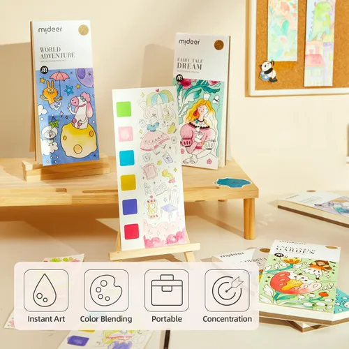 Miniatura 3 de MiDeer Libro de Pintura de Acuarela de Bolsillo para Niños de 4-8+ Años, Pintura Sin Desorden con Libros para Colorear con Agua, Kit de Acuarela