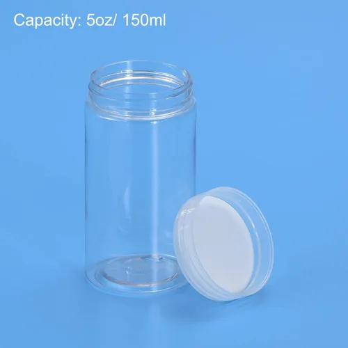 Miniatura 4 de uxcell Tarros redondos de plástico con tapa superior transparente de rosca, 5 onzas/5.1 fl oz, recipientes vacíos transparentes de boca ancha