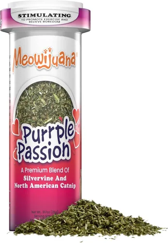 Miniatura 15 de Meowijuana Paquete de hierba gatera seca triturada prémium Purple Passion, Whisker Ticker, y Paw Natural Orgánica Alta potencia Juguetes