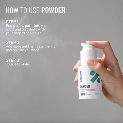 Miniatura 4 de Hairstory Polvo – Champú seco sin talco, sin aerosol, absorbe el aceite y añade volumen y textura entre lavados, todo tipo de cabello, 1.32 onzas