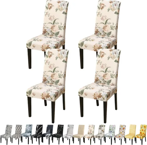 Miniatura 65 de JQinHome Juego de 8 fundas para sillas de comedor, fundas de alta elasticidad extraíbles y lavables, fundas protectoras de asiento para silla