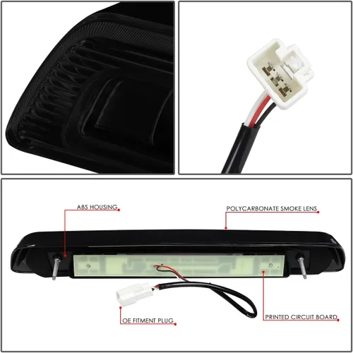 Miniatura 5 de DNA MOTORING 3BL-TTU07-3D-LED-BK-SM Carcasa negra 3D LED de montaje alto 3ª tercera luz de freno [compatible con Tundra 07-21] Lente ahumada