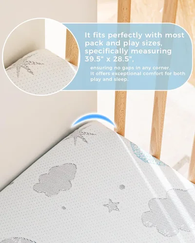 Miniatura 7 de Colchón triple de 38 x 26 pulgadas, transpirable, de felpa suave, espuma viscoelástica para bebés y niños pequeños, incluye bolsa de transporte
