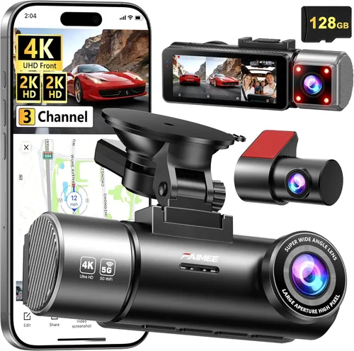 Miniatura 8 de Cámara de tablero frontal y trasera, cámara de tablero de grabación 4K+2K para automóviles, visión nocturna con WDR, gran angular de 170°, WiFi dual