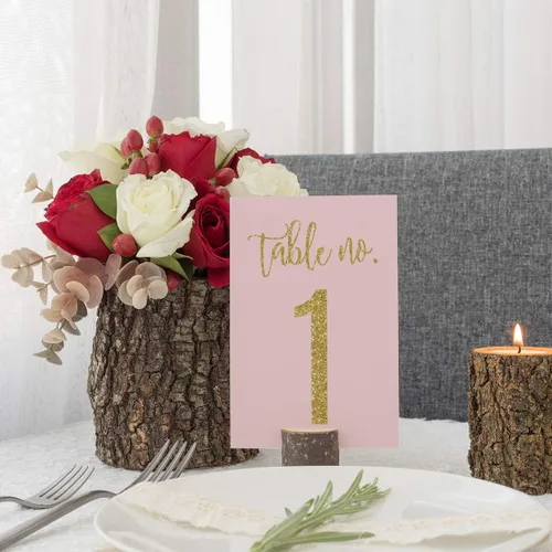 Miniatura 3 de andaz Prensa Blush Pink boda Collection purpurina, color dorado, Table Numbers 1 To 20, 1