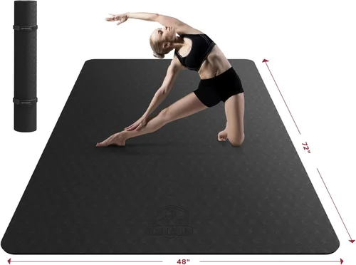 Miniatura 13 de HAPBEAR Tapete de yoga extra grande de 2.835 x 1.890 x 0.236 in (1/4 pulgadas), antideslizante, duradero, grueso y ancho para entrenamientos
