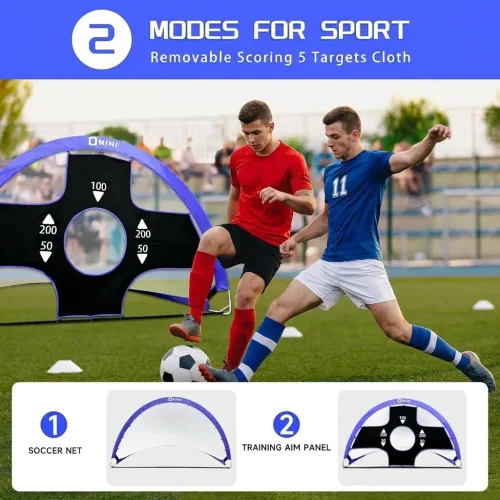 Miniatura 2 de Onini Mejore los porteros de fútbol desplegables de 6 pies, color azul, red de fútbol plegable portátil para entrenamiento con objetivo y bolsa