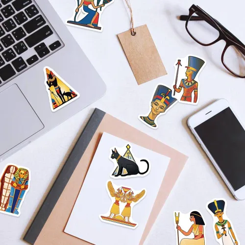 Miniatura 2 de Paquete de 50 calcomanías del Antiguo Egipto, vinilo impermeable, mitología egipcia, arte faraónico, esfinge, pirámides para laptop, álbumes