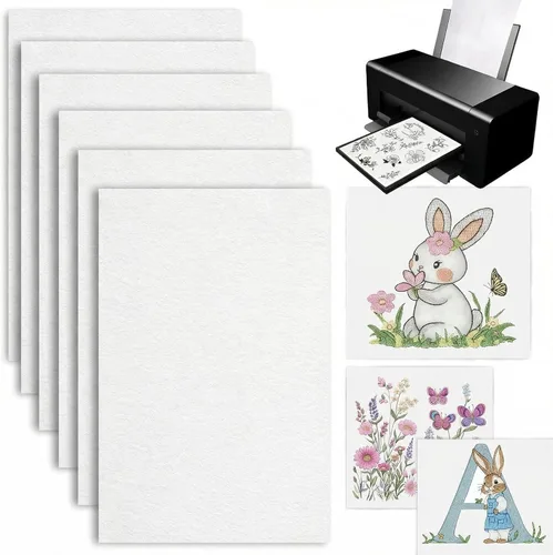 Miniatura 8 de ROPTO Papel adhesivo soluble en agua para imprimir estabilizador de bordado, 6 unidades de 8.5 x 11 pulgadas, papel de bordado para pegar y coser
