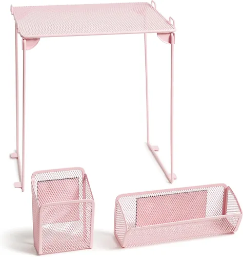 Miniatura 10 de U Brands Kit de organización de casilleros de malla negra, incluye taza magnética, estante plegable y contenedor, 3 piezas