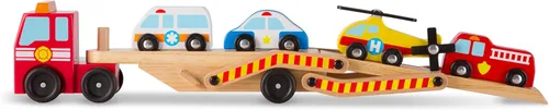 Miniatura 9 de Melissa & Doug Emergency Vehicle Carrier camión de madera con 4 vehículos de rescate