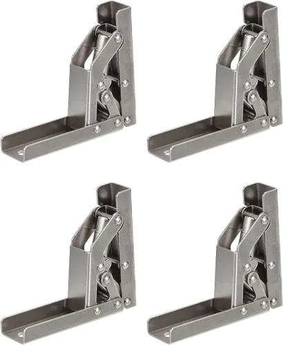 Miniatura 7 de uxcell Soporte plegable de la bisagra del estante de 90 grados, soporte ocultado del tenedor de la tabla 2pcs para las piezas de los muebles