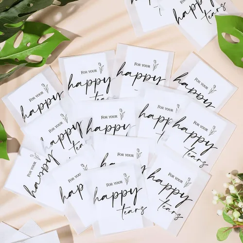 Miniatura 5 de Eaasty Paquete de 90 pañuelos Happy Tears para boda, 3 capas, pañuelos de boda para invitados, tamaño de viaje, papel facial a granel, bolsas