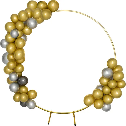 Miniatura 5 de Soporte de arco de globo cuadrado para boda Harfirbe, soporte de fondo dorado de 6.6 x 3.3 pies de metal, marco de fiesta para ceremonia de boda