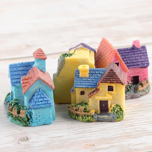 Miniatura 4 de TINKSKY 4 piezas de casa de muñecas en miniatura, bonsái, manualidades, jardín, resina, paisaje, bricolaje, decoración de villa, regalo