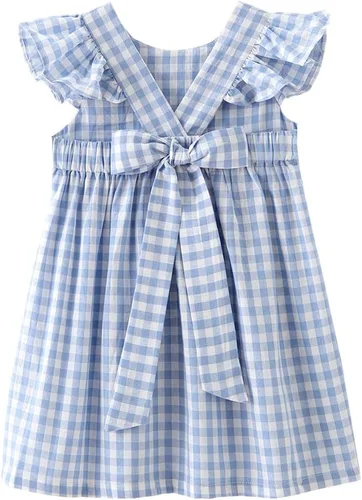 Zanie Kids Vestidos de Pascua para niñas, vestido de verano para niñas, ropa de juego, trajes de fotos familiares