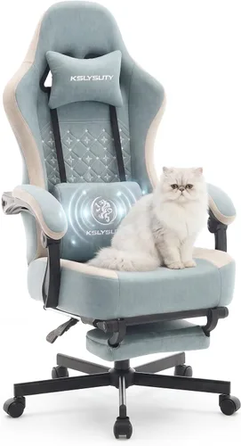 Miniatura 10 de Silla de escritorio para juegos para computadora, silla de oficina ergonómica de respaldo alto con reposapiés y soporte lumbar, sillas giratorias
