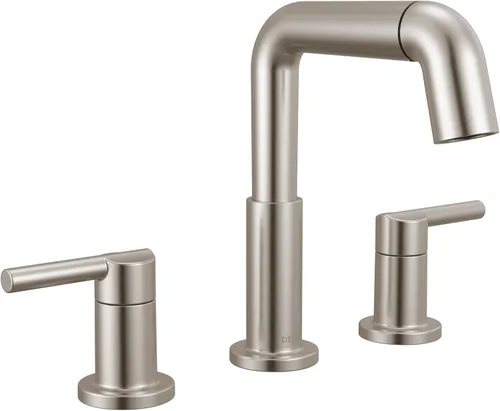 Miniatura 16 de Delta Nicoli - Grifo de lavabo de baño con 3 agujeros, 8 pulgadas para lavabo de baño, montaje de drenaje push-pop, negro mate/bronce champán