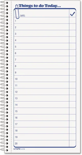TOPS Agenda diaria/Formulario de cosas para hacer, 2 partes, sin carbono, 5.5 x 11 pulgadas, 50 juegos por bloc (41170)