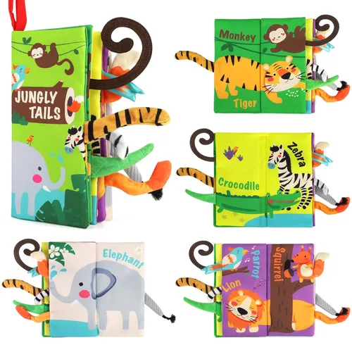beiens - Libros de tela para bebés, libro táctil y crujiente para bebés de 0-3-6-12-18 meses, juguetes blandos interactivos para cochecitos de