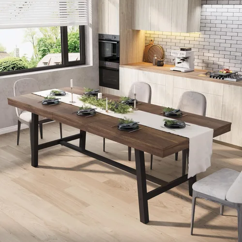 Miniatura 22 de GarveeHome Mesa de comedor industrial para 2-4 personas, mesa de cocina grande de 55.11 pulgadas de largo con marco de metal resistente, encimera