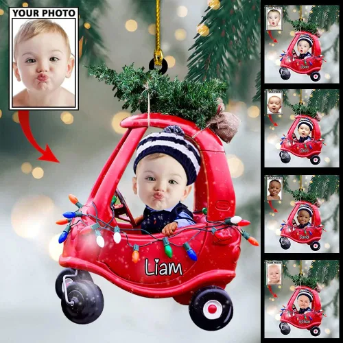 Miniatura 2 de IZI POD Foto personalizada con nombre de adorno de bebé, adorno personalizado de automóvil de Navidad para decoración de árbol de Navidad, regalo