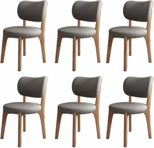 Miniatura 9 de Juego de 2 sillas de comedor tapizadas de cuero suave, sillas de comedor de madera maciza, con asiento acolchado y patas de madera para cocina, sala