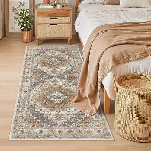 Miniatura 194 de Madane Tapete lavable de 2 x 10 pies para pasillo, cocina, recibidor, clásico, suave, antideslizante para interiores, casa de campo, baño, sala