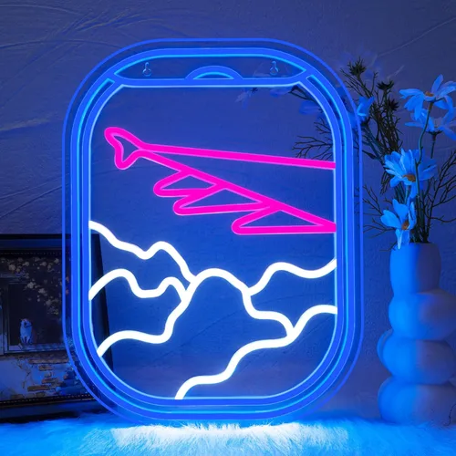 Miniatura 11 de WLHOPE Letrero de neón con mano de mal de ojo para decoración de pared, luces LED rosa y azul, letreros de luz Hamsa, conectividad USB, letreros