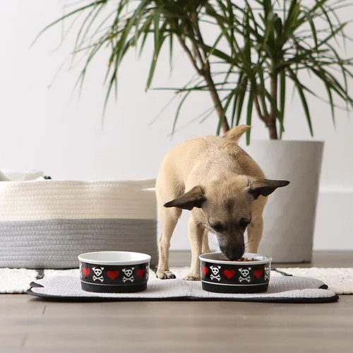 Miniatura 5 de Bone Dry Cuencos de cerámica para alimentos y agua para mascotas antideslizantes para una alimentación segura, menos desordenada, aptos