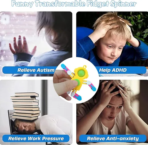 Miniatura 7 de Paquete de 4 juguetes sensoriales para niños y niñas, juguetes sensoriales transformables para niños y adultos, llavero de juguete para ansiedad