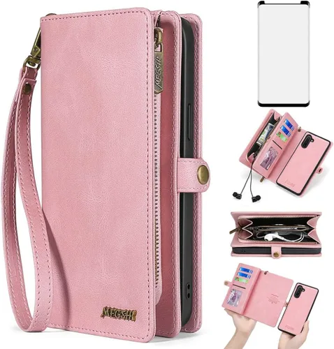Miniatura 9 de Asuwish Funda de teléfono para Samsung Galaxy Note 10 5G con cremallera, funda desmontable con protector de pantalla de vidrio templado y tarjetero