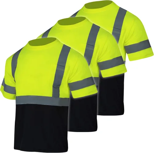 FONIRRA Paquete de 3 camisas reflectantes de seguridad de alta visibilidad para hombres de alta visibilidad para trabajo de construcción con manga