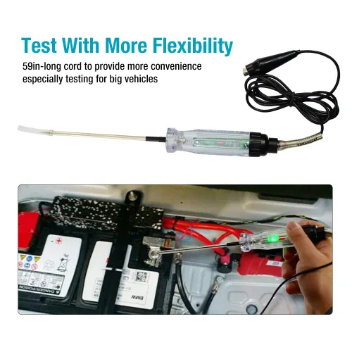Miniatura 9 de allsun Probador de circuito audible automático, cable de perforación de cable de 6 a 12 V CC, luz de prueba de voltaje resistente, probador de luz