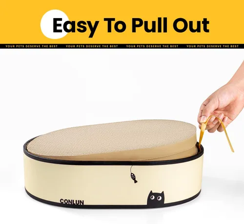 Miniatura 7 de Conlun Caja rascador para gatos con 4 tablas de rascar para gatos, almohadilla reversible para arañazos para gatos, cartón corrugado resistente