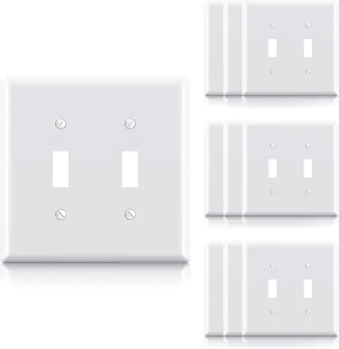Miniatura 10 de ELEGRP Placas de pared de palanca de 2 segmentos sin tornillos, cubierta de placa frontal termoplástica irrompible de tamaño mediano para Blanco mate