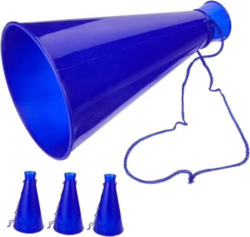 Sosoport Cheer Megáfono - Juego de 4 cuernos de plástico para niños, juegos deportivos, fiestas, fútbol