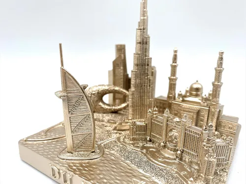 Miniatura 3 de Dubai 3D City Famoso Modelo de Edificio Estatua Decoración de Recuerdo para Oficina en Casa 4" (Dorado)
