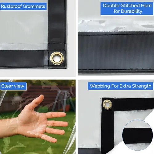 Miniatura 3 de Covers & all Lona Transparente Resistente Impermeable, Lona Transparente de 20 mil con Ojales, Lona para Exteriores para Cubiertas de Patio