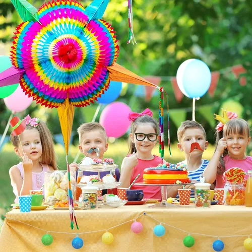 Miniatura 5 de Piñata mexicana (grande de 32 pulgadas) + pancartas de fiesta mexicana (paquete de 5 – 10 diseños de bandera de papel de seda por bandera) – Cartel